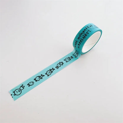 Korean Ins Style Washi Tape Simple Cartoon English Handbook Material Sticker Tape - B