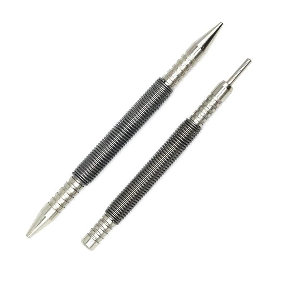 2PCS Spring Nail Center Punch Hammerless Dual Head Setter Spring Loaded High Carbon Steel Nail Punch Door Hinge Pin Remover