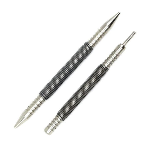 2PCS Spring Nail Center Punch Hammerless Dual Head Setter Spring Loaded High Carbon Steel Nail Punch Door Hinge Pin Remover