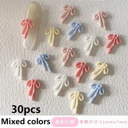 French Ribbons Colorful Resin Cute Bowknot Charm Leopard Print Bow Tie Nail Art Decorations Manicure Tools Accessories Wholes