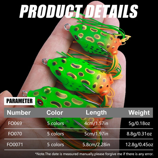 Popper Frog Soft Lure Predator Fishing Topwater Wobblers Walk Fish Lure for Catfish 4cm 5cm 5.8 cm Fishing Tackle​