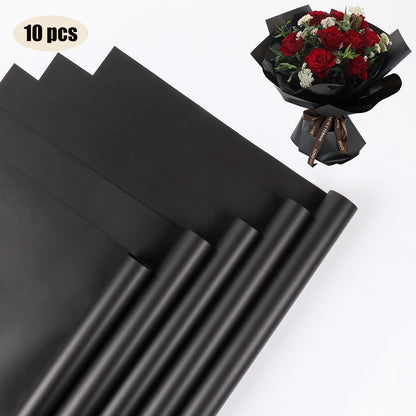 10 Sheets Flower Wrapping Paper with Golden Edges, Waterproof Bouquet Packaging - Ideal for DIY Weddings & Birthdays - 17-Mis