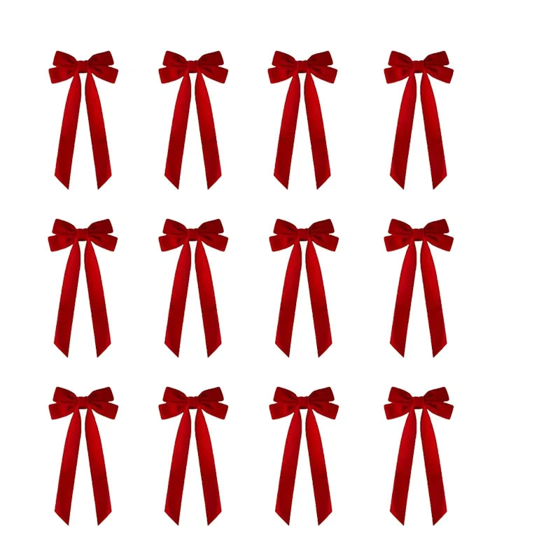 12 pieces of red velvet Christmas tree garlands - Festival gift loops for Christmas wreaths, decorations and folk handicrafts