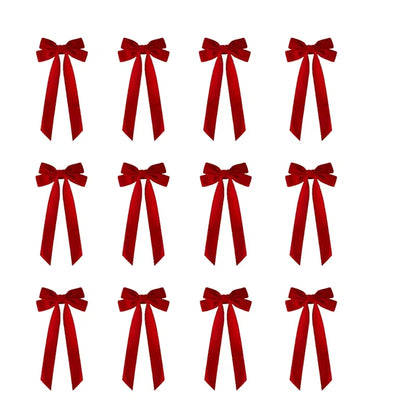 12 pieces of red velvet Christmas tree garlands - Festival gift loops for Christmas wreaths, decorations and folk handicrafts