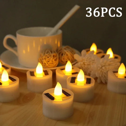 Solar Tea Light Led Candles Flameless Outdoor Waterproof Solar Tea Lights Rechargeable Candles for Party Garden Home Decor