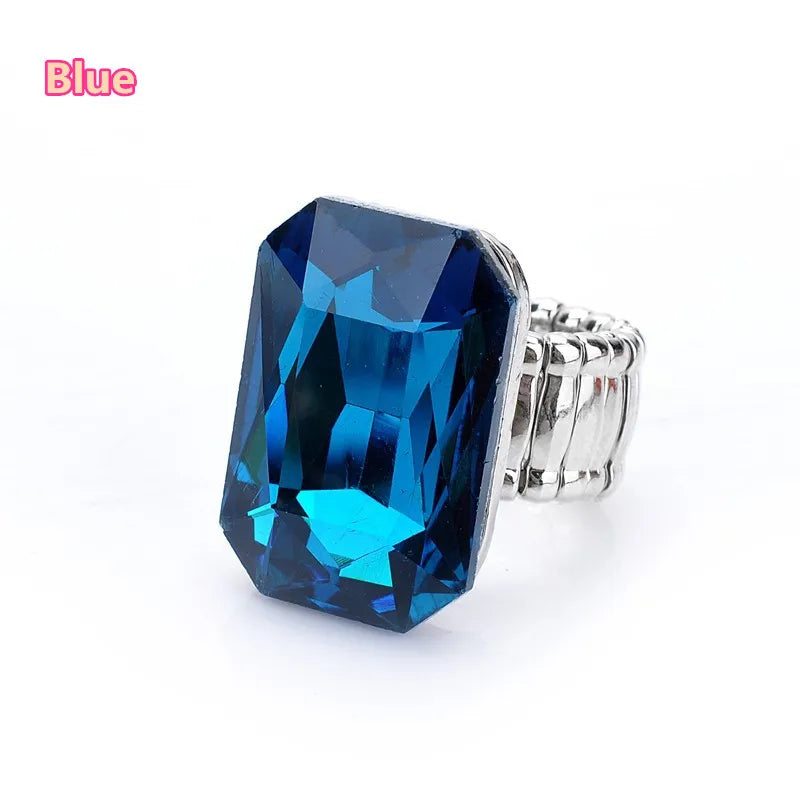 Personality Elegant Big Ring for Women 7 Colors Big Resin Stone Fashion Elastic Stretch Finger Rings Jewelry Christmaswholesa