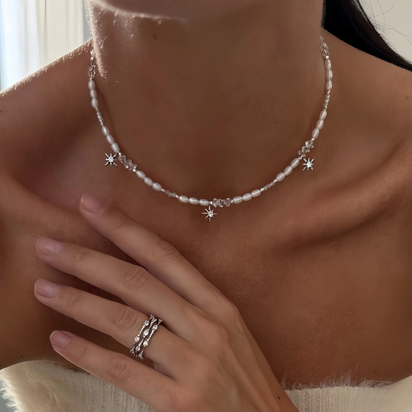 Minimalist Pearl Necklace for Women New Style Luxury Sensation Tassel Cold Tone Feng Shui Xiaomi Bead French Collar Chain - Q