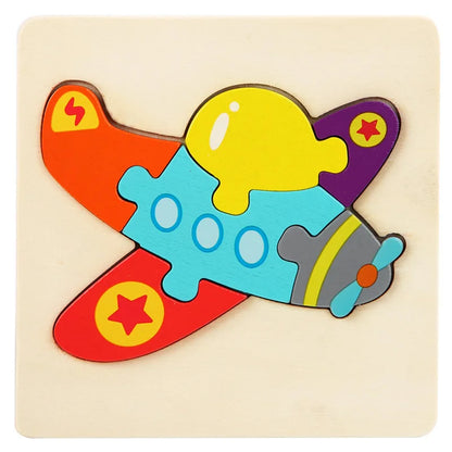 Kids Wooden Toys 3D Wood Puzzle Cartoon Animals Cognitive Jigsaw Puzzle Early Learning Educational Toys For Children Gift - P