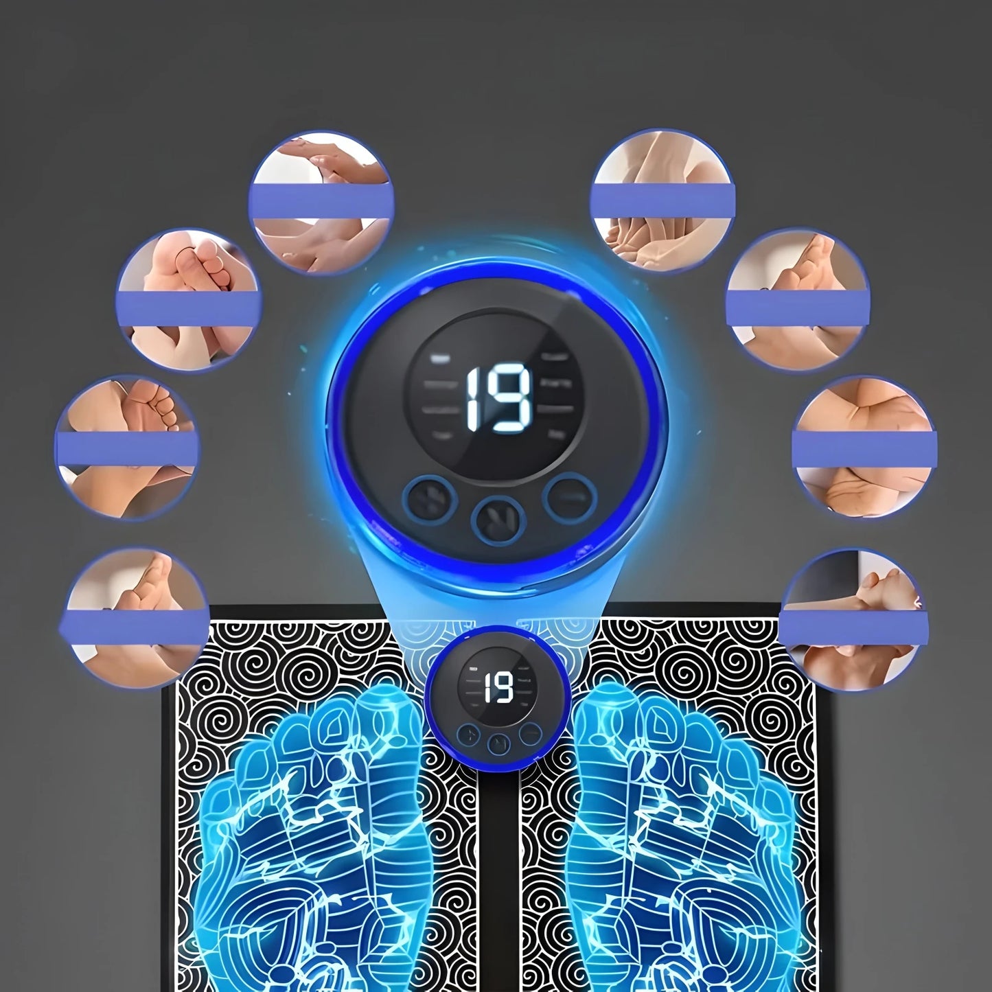 Foot Massger 8 Modes 19 Level Electric Foot Massager Pad Strength Lightweight Relieve Foot Pressure Strength Lightweight
