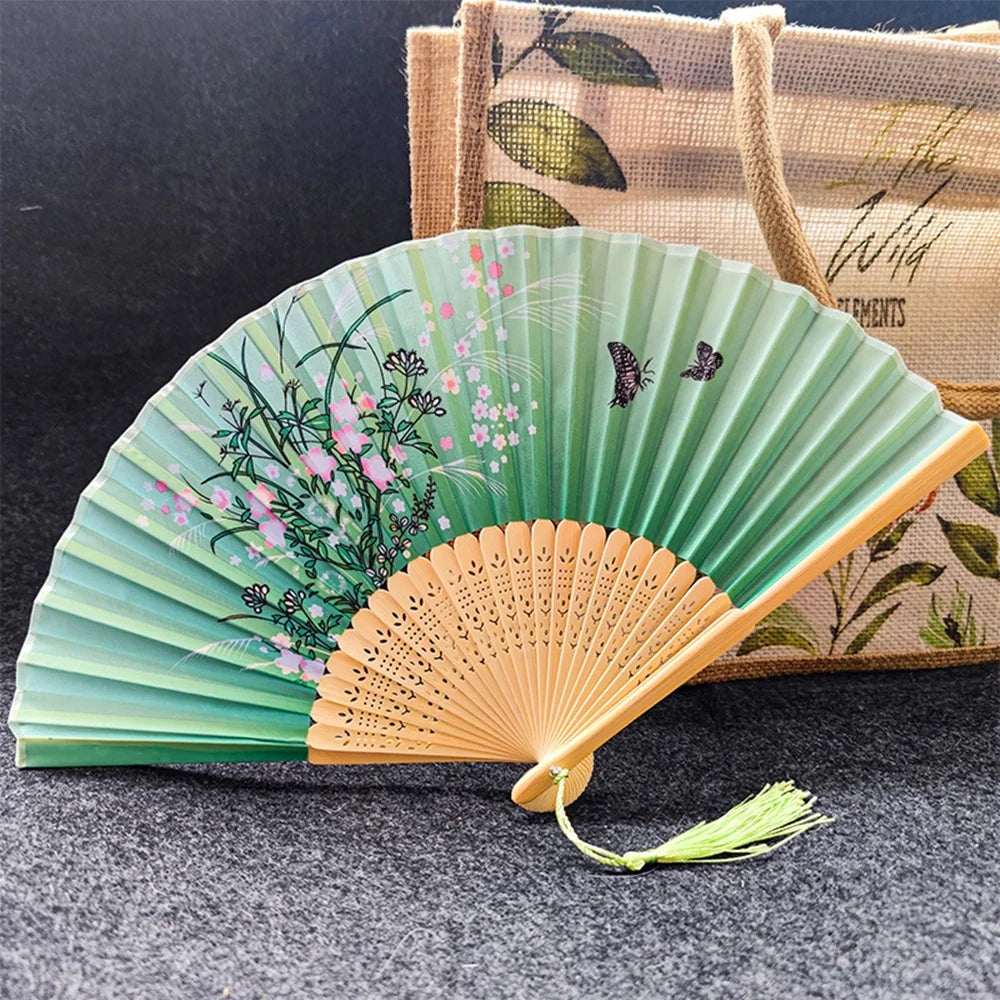 Folding Hand Fan Weddings Traditional Chinese Japanese Korean Art Craft Gift Bamboo Room Dance Props Wood Fans Home Decoratio