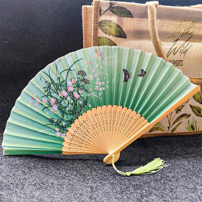Folding Hand Fan Weddings Traditional Chinese Japanese Korean Art Craft Gift Bamboo Room Dance Props Wood Fans Home Decoratio