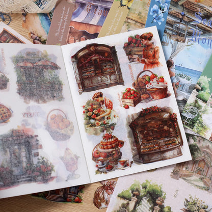 Journamm 10sheets Vintage PET Stickers Washi Paper Stickers DIY Scrapbooking Collage Decor Junk Journal Aesthetics Sticker