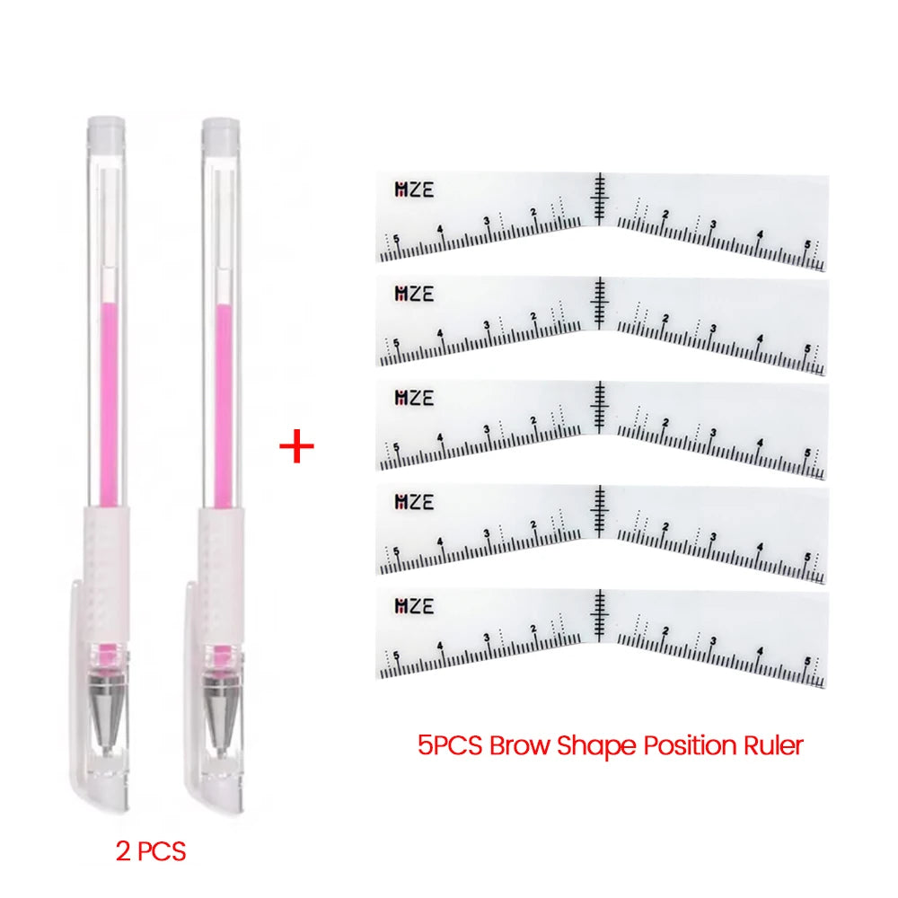 Eyebrow Position Mark Tools Microblading Brow Shape Mapping Kit with White Marker Pen and Brows Outline Design Ruler Makeup K