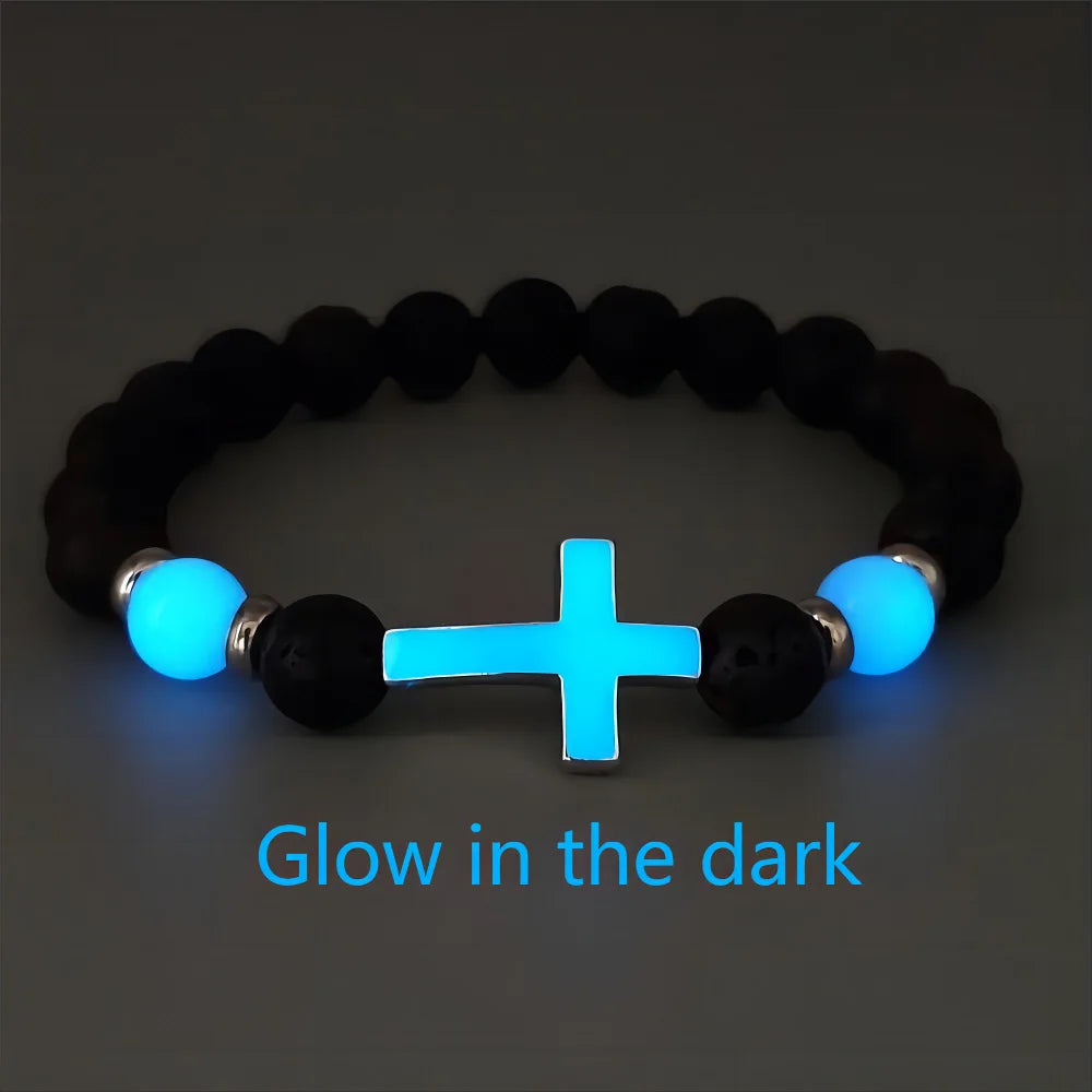 volcanic stone glow-in-the-dark vintage bracelet multi-colored luminous cross bracelet ornaments charm bracelet