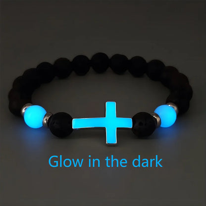 volcanic stone glow-in-the-dark vintage bracelet multi-colored luminous cross bracelet ornaments charm bracelet