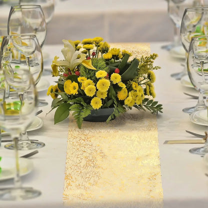 Gold Table Runner Metallic Glitter Table Cloths Runner Metallic Roll Rectangle for Birthday Wedding Home Table Decor