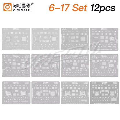 Amaoe BGA Reballing Stencil Template For iPhone 17 16 15 14 13 12 11 Pro Max XSMax 8 7P 7 6 A18 Tin Planting Soldering Net to