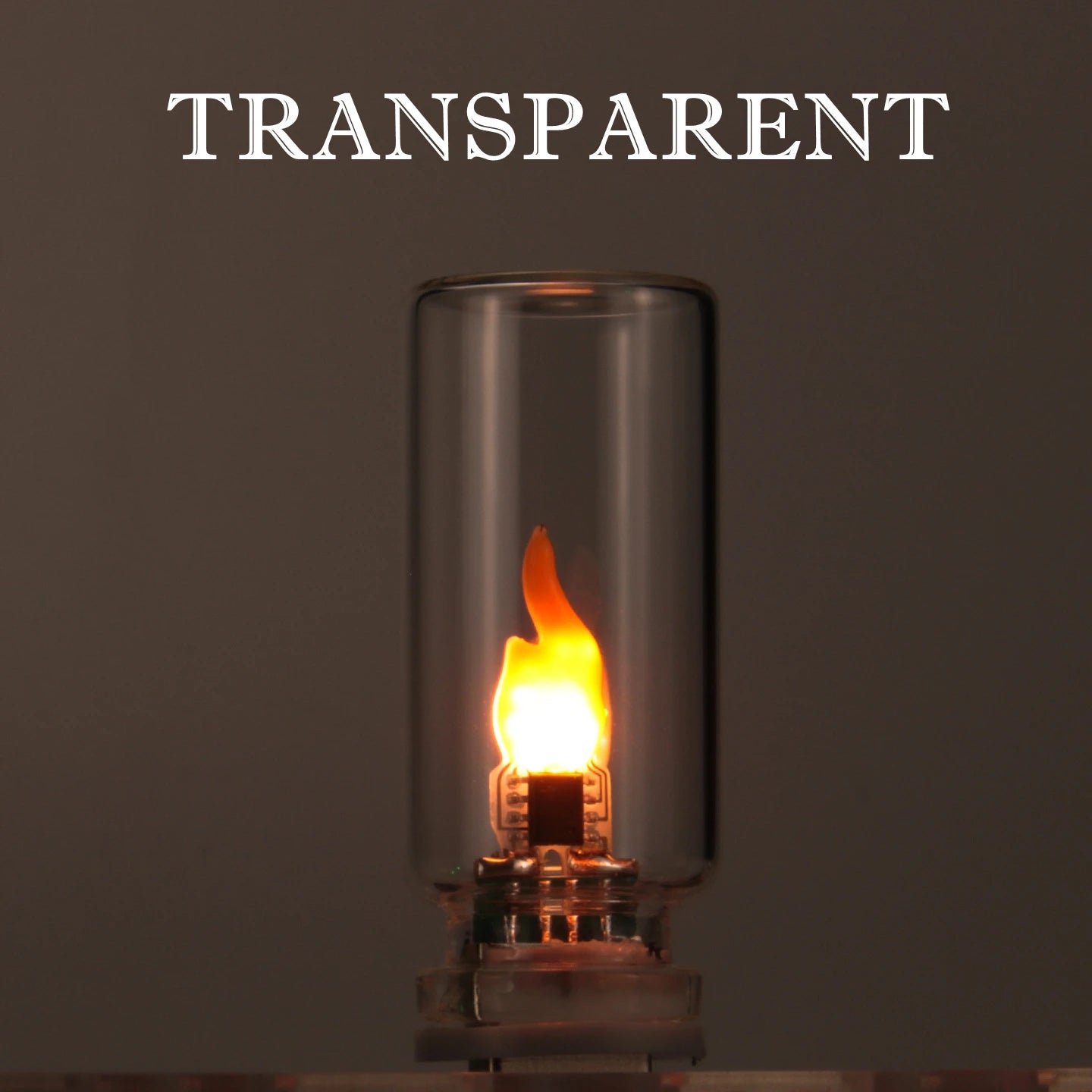 USB Flame Flickering LED Frosted Clear Glass Candle Night Light Simulated Flame - Transparent