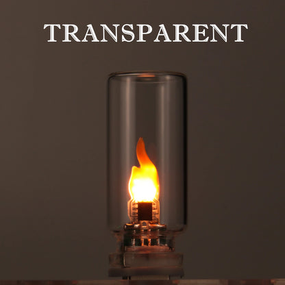 USB Flame Flickering LED Frosted Clear Glass Candle Night Light Simulated Flame - Transparent