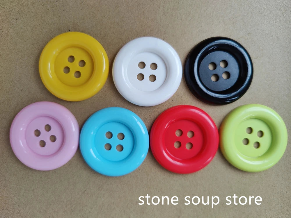 3-10pcs Super big white Buttons 5/6.5/7cm Great circle edge 4 hole nylon Large Buttons Diy decor Clothing Sewing accessories