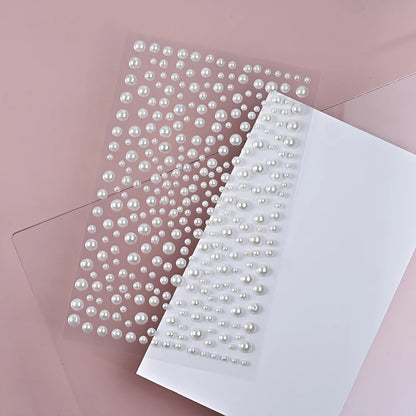 1/3/5 Sheet 3D White Pearl Eyes Face Tattoo Self Adhesive 3D Face Gem Jewels Eyeshadow Stickers Round Pearls Makeup Rhineston
