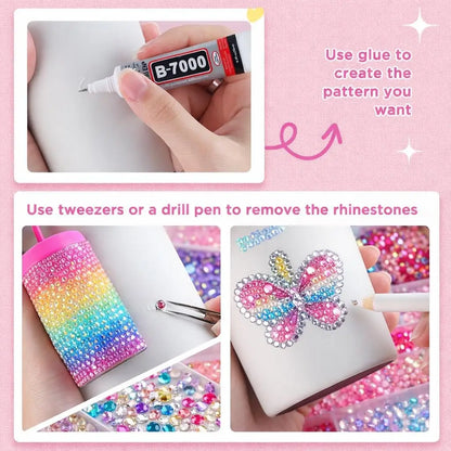 Resin Rhinestone Bedazzling Kit 3mm Small, Jelly Rhinestone Kit for Bedazzling Flatback Gems, for Clothes Nail Book Diy