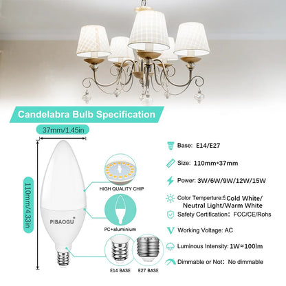10PCS LED Candle Bulbs Light AC85-265V E14 E27 LED Candle Bulbs LED Ceiling Light Decoration LED Chandelier For Home Living R