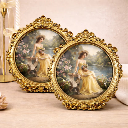 1pc Vintage Picture Frame Luxury Ornate Antique Picture Photo Frame Vertical Wall Tabletop Decor Fashioned Art Decor Frame Go