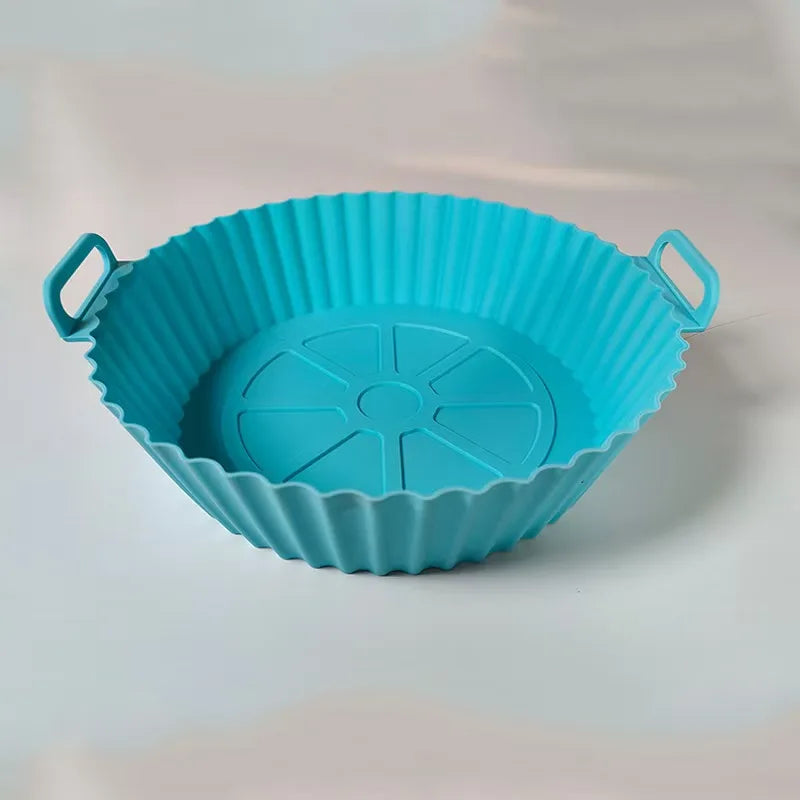Silicone Air Fryer Liner, Reusable Round Liners for Tower,BPA-Free Non-Stick Silicone Air Fryer Accessories - Blue