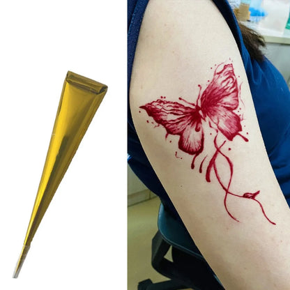 3 colors Natural Herbal Henna Cones Temporary Tattoo Body Art Paint Mehandi Ink - dark red