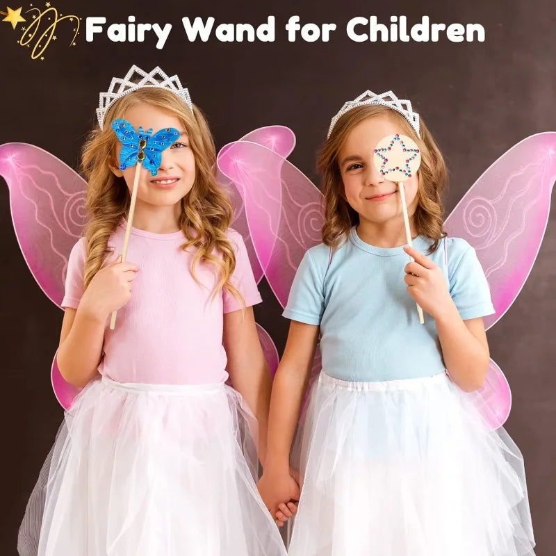 10PCS Fairy Wands Craft Kit Unfinished Wooden Princess Wands DIY Fun Party Supplies for Birthday Parties Gift Craft Activity