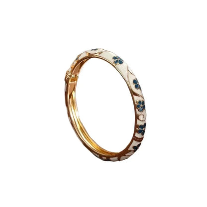 Traditional Vintage Cloisonne Bangle Chinese Classic Hollow Out Flower Bangle Vintage Ethnic Women's Hand Bracelet Jewelry Gi