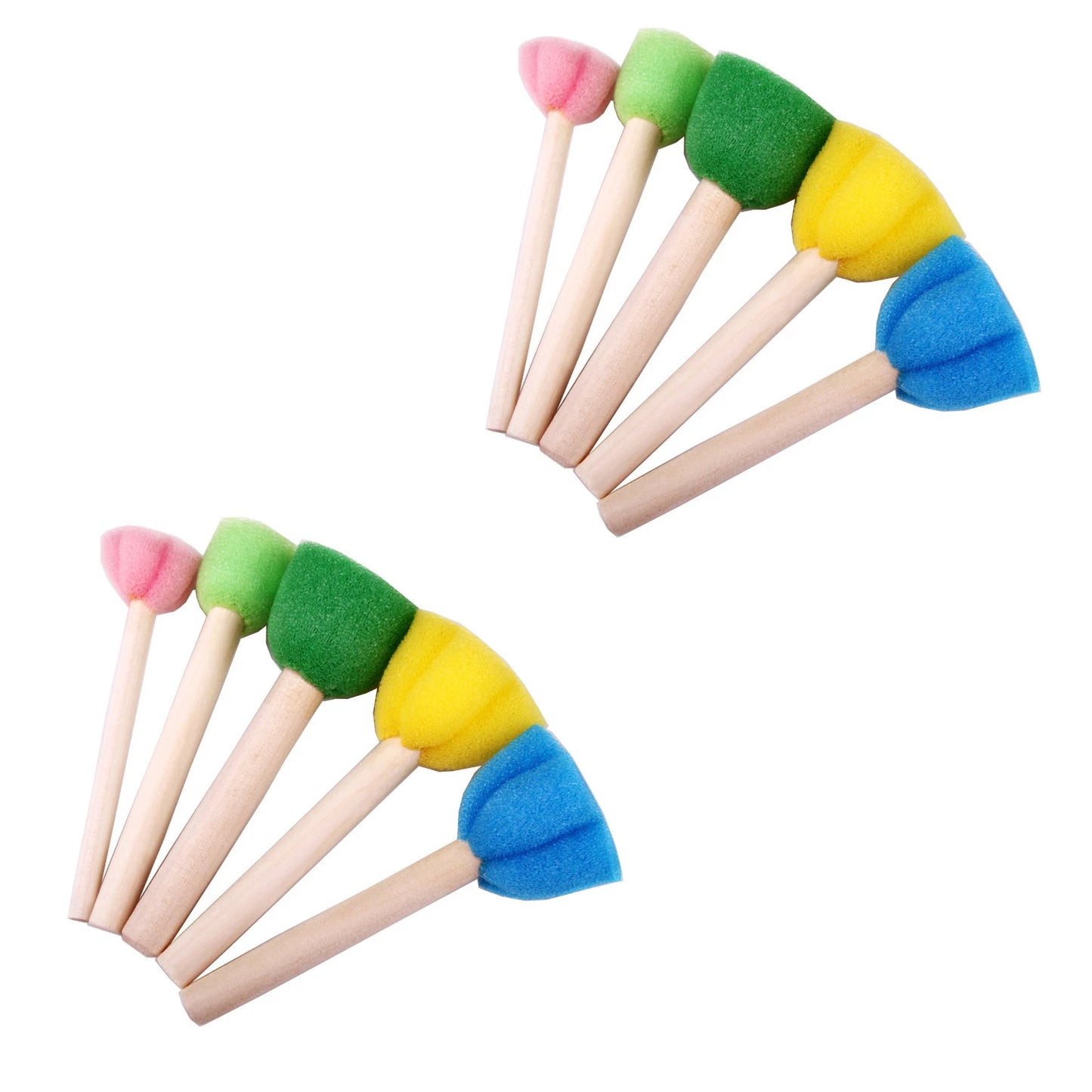 Foam Sponge Brush with Wooden Handle Round Flower Multi Size Painting Tools for Kids Children DIY Acrylic Watercolor Varnishe