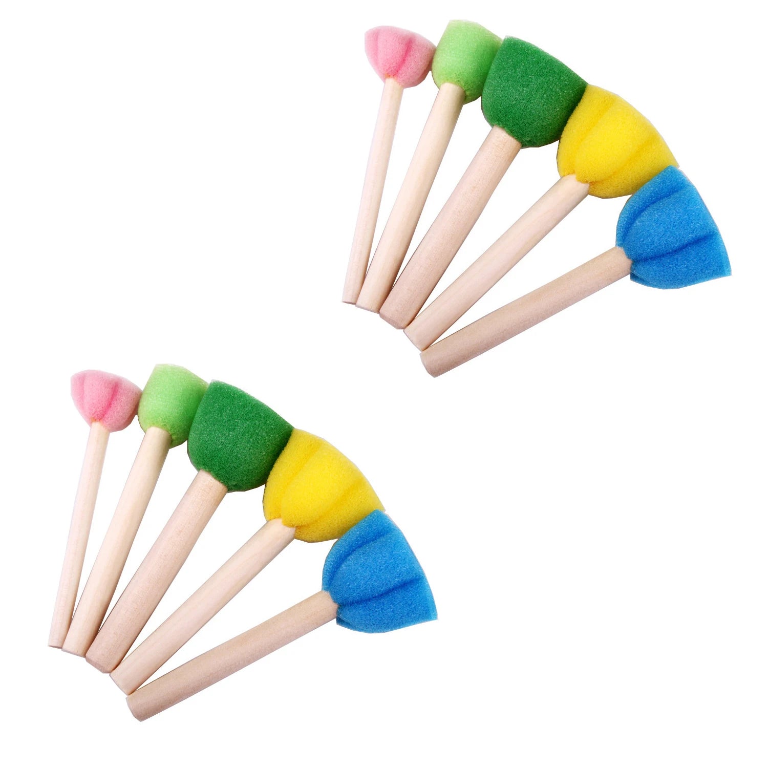 Foam Sponge Brush with Wooden Handle Round Flower Multi Size Painting Tools for Kids Children DIY Acrylic Watercolor Varnishe