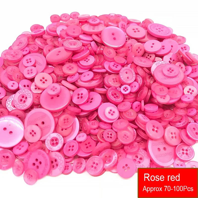 50g/Pack Mix Size Mix color Resin Button 1-3cm Sewing Buttons For Scrapbook Crafts DIY Handmade Sewing Accessories - Rose red