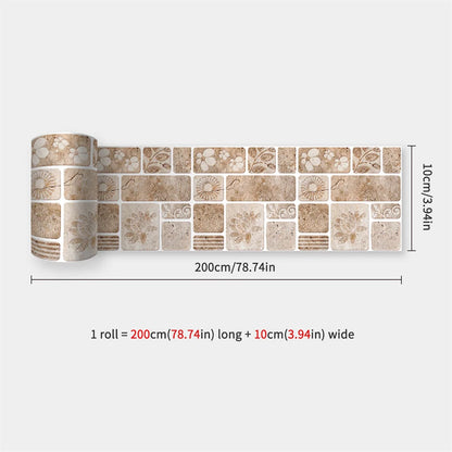 Mosaic Bathroom Waist Line Wall Stickers Waterproof Peel & Stick Art Backsplash Kitchen Office Skirting Line Decor Wallpaper