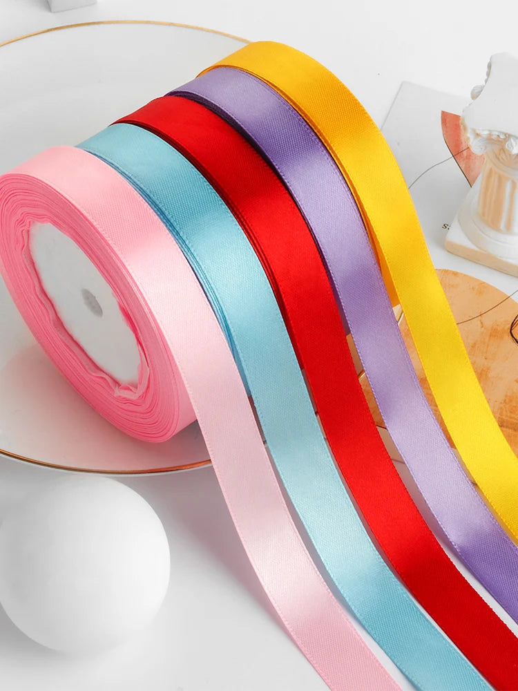 Wusmart 22Meters/Roll 1.5cm Single Face Satin Ribbon DIY Handmade Crafts Fabric Christmas Wedding Decoration Silk Ribbons