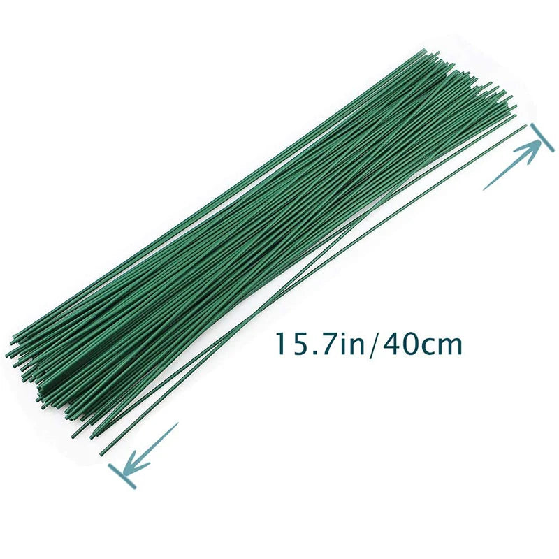 5-100Pcs Mini Green Floral Wire Stems for Florist Flower Arrangement 20/30/40cm DIY Wedding Handmade Material Decor Accessoie