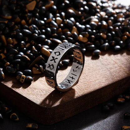 Vintage 6mm Out Odin Norse Viking Amulet Rune Rings for Men Words Ring Wedding Jewelry Valentine's Gifts