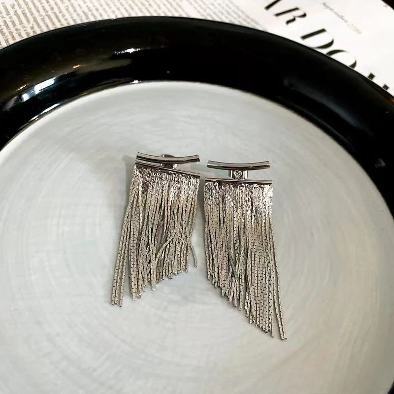 Fashion Statement Earring Long Statement Gold Color Bling Tassel Earrings For Women Female Wedding Daily Pendant Jewelry Gift