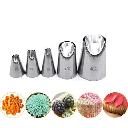 2/3/5/7/12 Pcs/Set Icing Piping Nozzles Set Russian Round Tips Fondant Cake Cream Decorating Pastry Tools - Chocolate