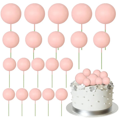 20Pcs Colorful Balls Cake Topper Mini Balloons Cupcake Insert Sticks for Wedding Birthday Party Cake DIY Decoration Baby Show