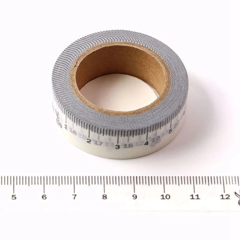 1PC. 10M Decorative Measurement Ruler Washi Tape Japanese Paper DIY Scrapbooking Journal Adhesive Masking Tape Kawaii Station
