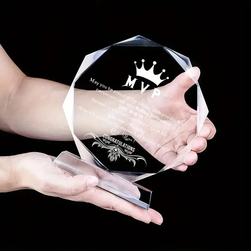 14cm Blank Crystal Trophy Award - Unprinted Cup for Custom Engraving, Corporate, School, Team Sports