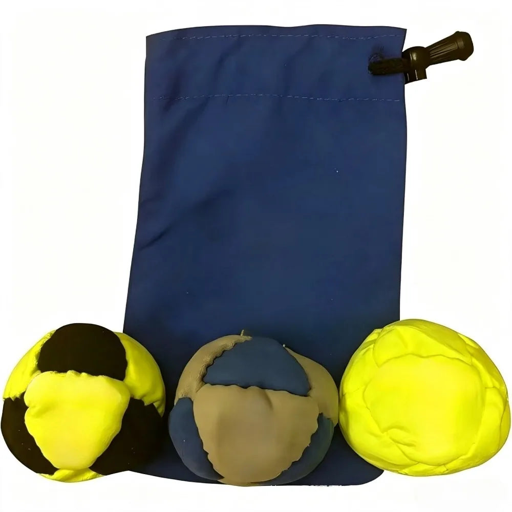 Classic Footbag Hacky Sack 3-Pack with Carry Pouch,Sand-Filled 8-Panel Synthetic Suede Footbag Set for Beginners &Player - 3p