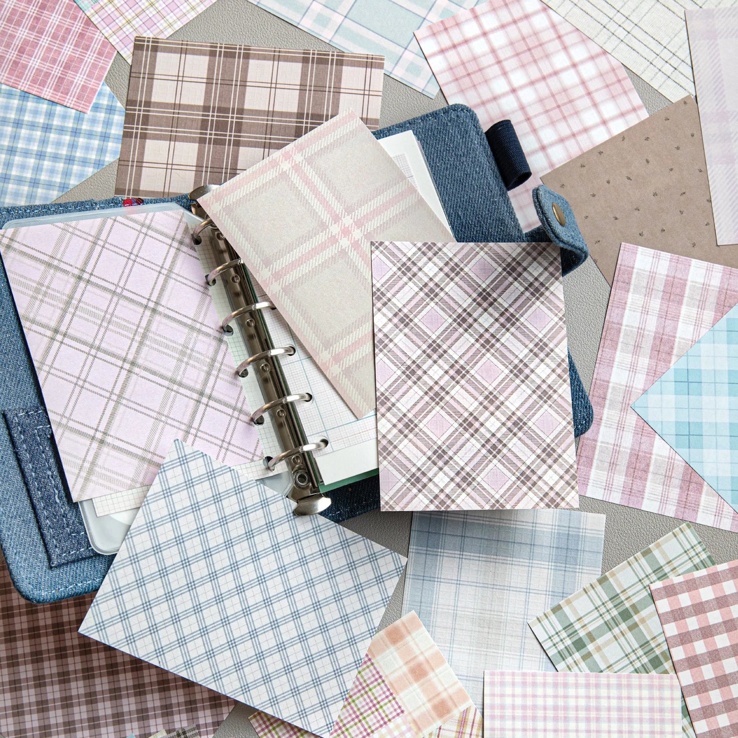 50pcs creative plaid Decor Scrapbook Vintage Material Paper Kit DIY Junk Journal Collage Photo Album Retro Background paper ﻿