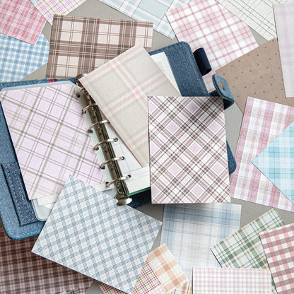 50pcs creative plaid Decor Scrapbook Vintage Material Paper Kit DIY Junk Journal Collage Photo Album Retro Background paper ﻿