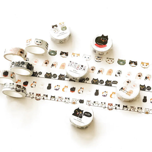 Washi Tapes Cartoon Cat Masking Tape Washi Stickers Scrapbooking Adhesive DIY Decorative Stationery School Supplies