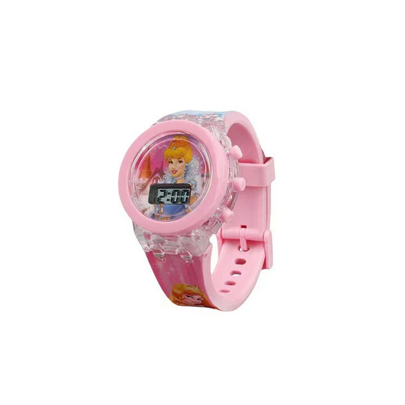 Flash Light Frozen Mickey Kids Watches For Girls Cartoon Snow White Car Children Watch Boys School Student Digitel Clock Gift