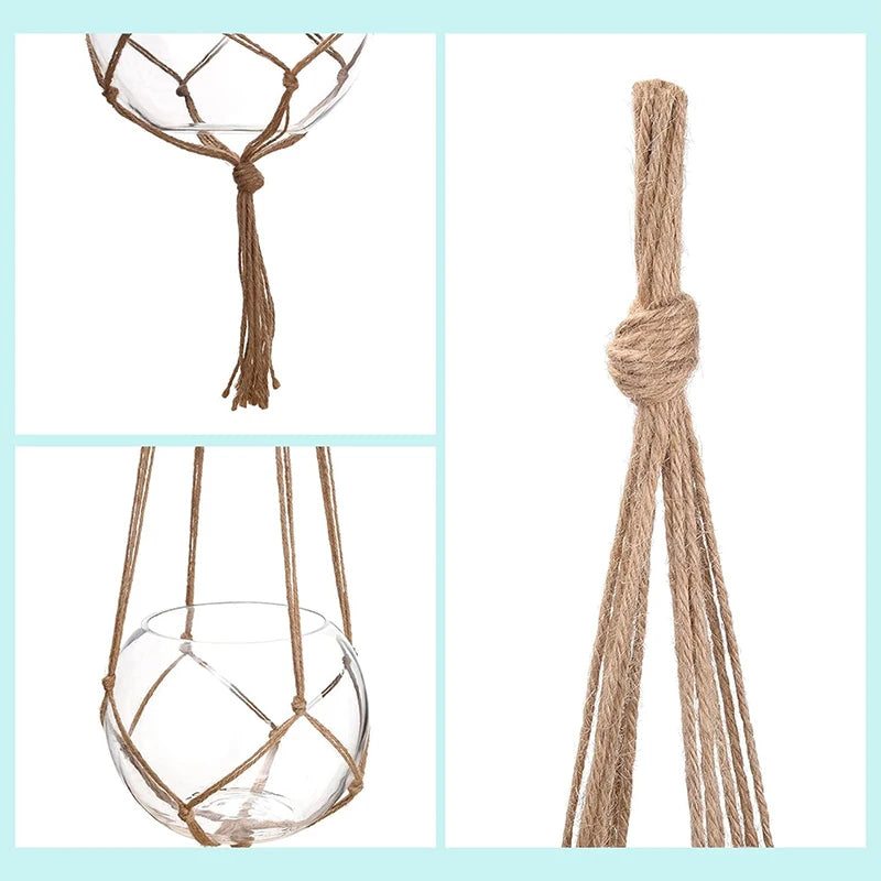 Hanging Plant Pot Hanging Basket Vases with Hook Creative Macrame Suspension Plant Planters for Hanging Flower Pot Net